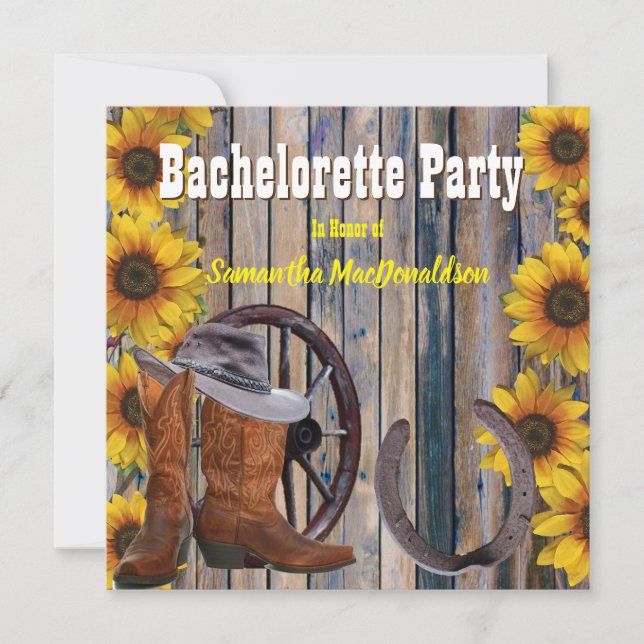 Rustic land ranch bachelorette Party Inbjudningar (Framsida)