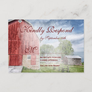 Rustic Land Red Barn Bröllop OSA Card Kort