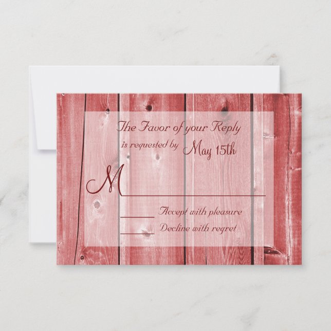 Rustic Land Red Barn Wood Bröllop OSA Card Kort (Framsida)