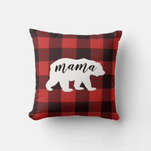 Rustic Land Red & Black FlChannel Mamma Bear Kudde