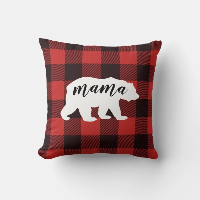Rustic Land Red & Black FlChannel Mamma Bear Kudde (Framsida)
