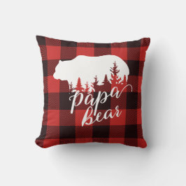 Rustic Land Red & Black Flskanals Pappa Bear Kudde