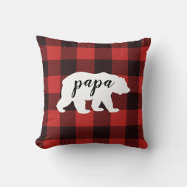 Rustic Land Red & Black Flskanals Pappa Bear Kudde