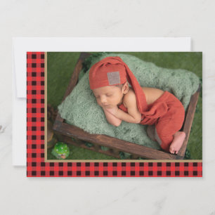 Rustic Land Red Check Äventyr Begins Baby Meddelande