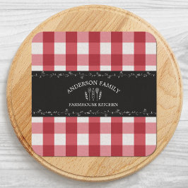 Rustic Land Red Gingham Black Chalkboard Underlägg Papper Kvadrat