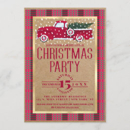 Rustic Land Red Lastbil Flananjejul Party Inbjudningar