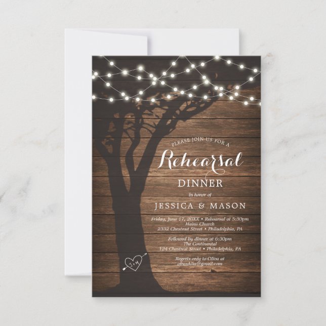 Rustic Land Rehearsal Inbjudan Card Ljus (Framsida)