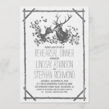 Rustic land rehearsal middag inbjudan med hjort