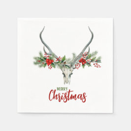 Rustic Land Reindeer Skull & Garland Jul Pappersservett