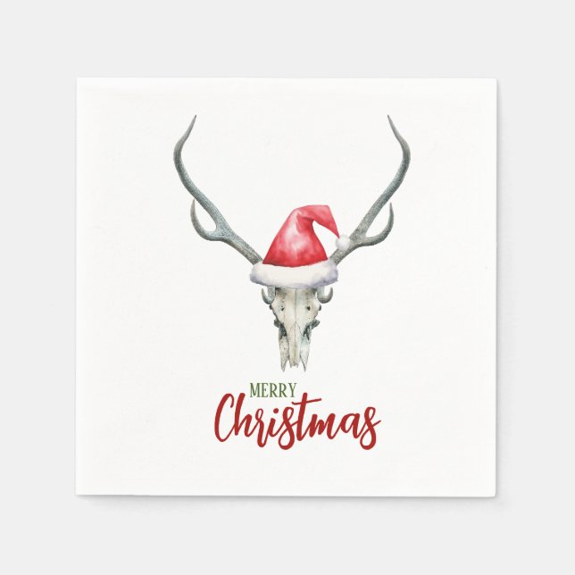 Rustic Land Reindeer Skull & Santa Ha jul Pappersservett (Framsidan)