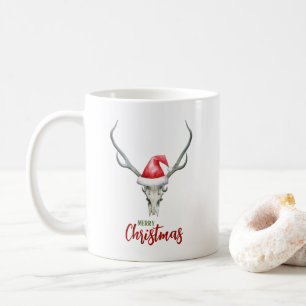 Rustic Land Reindeer Skull Santa Hat jul Kaffemugg