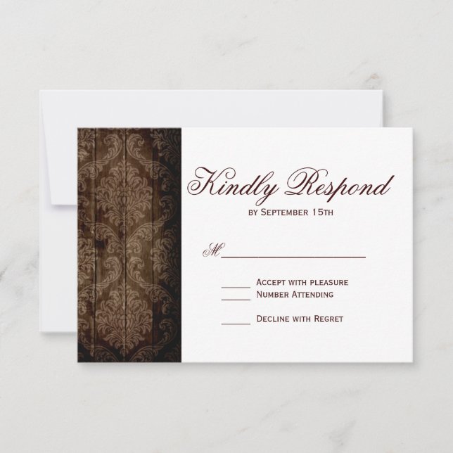 Rustic Land Ro Barn Wood Bröllop OSA Card (Framsida)