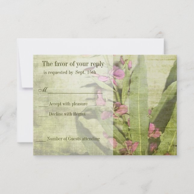 Rustic Land Rosa Fireweed Bröllop OSA Card Kort (Framsida)