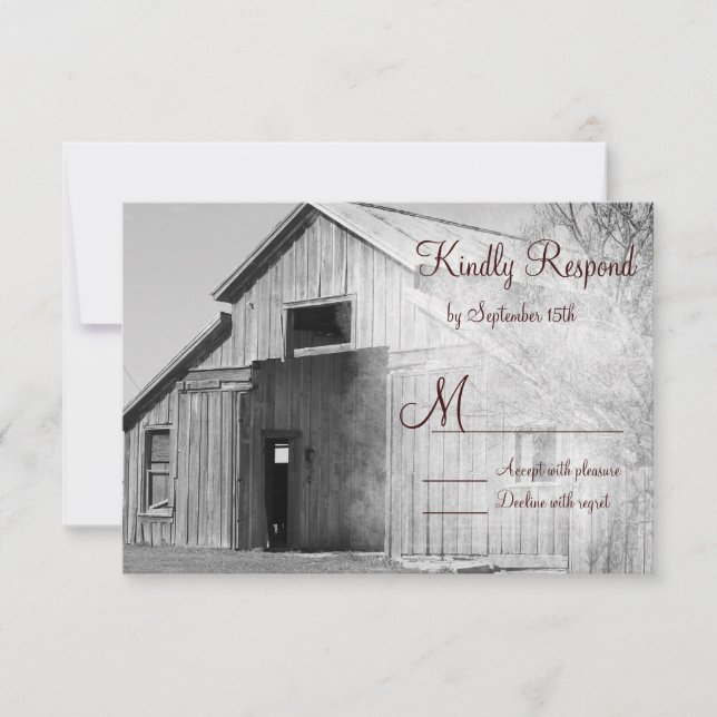 Rustic Land Rural Barn Bröllop OSA Card Kort (Framsida)