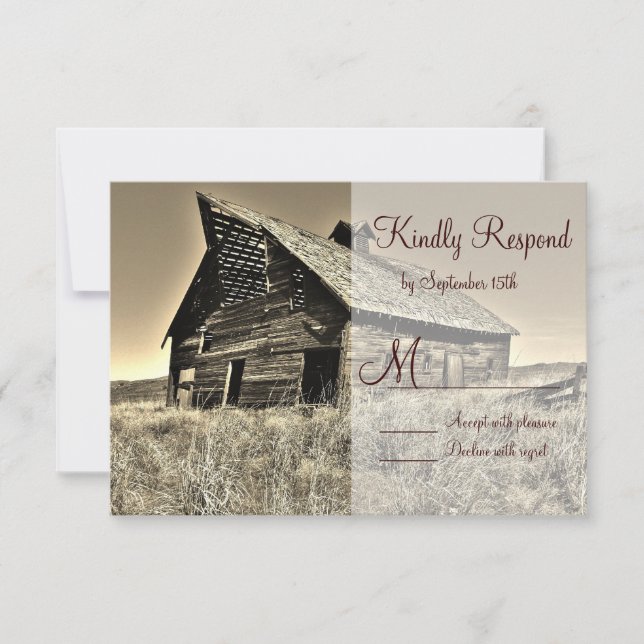 Rustic Land Rural Barn Bröllop OSA Card Kort (Framsida)