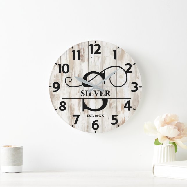 Rustic Land S Monogram Stor Klocka (Hem)