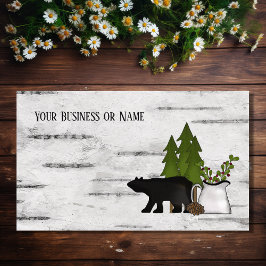 Rustic Land Silhouette Bear på Birch Träd Bark Visitkort