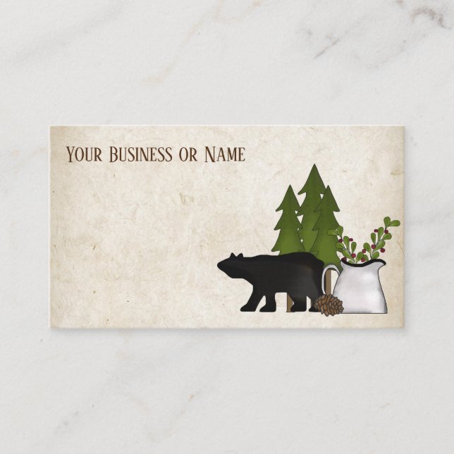 Rustic Land Silhouette Bear Visitkort (Framsida)