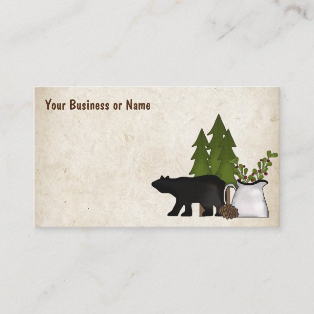 Rustic Land Silhouette Bear Visitkort (Framsida)