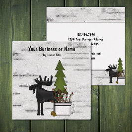 Rustic Land Silhouette Moose på Birch Träd Bark Fyrkantigt Visitkort