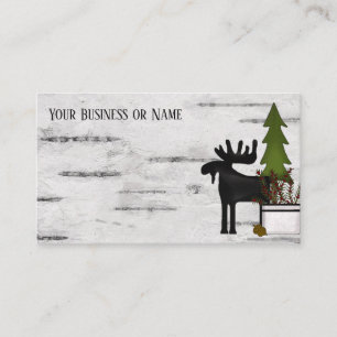 Rustic Land Silhouette Moose på Birch Träd Bark Visitkort