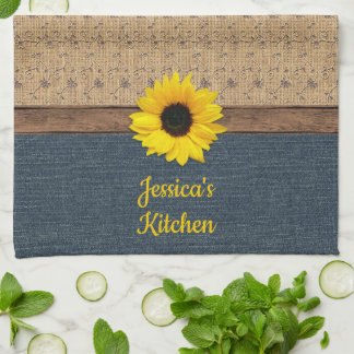 Rustic Land Simulated Burlap Denim Solros Kökshandduk