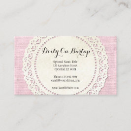 Rustic Land Snöre Doily på Shabby Rosa Burlap Visitkort