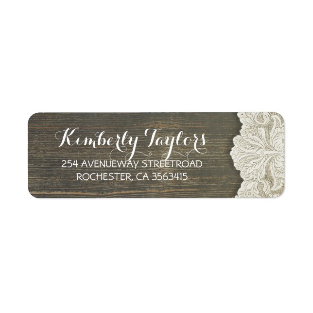Rustic Land Snöre och Wood Bröllop Returadress Etikett (Framsidan)