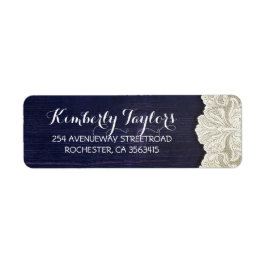 Rustic Land Snöre och Wood Navy Bröllop Returadress Etikett