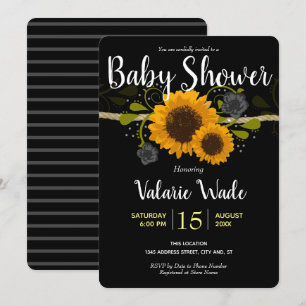 Rustic Land Solblommor Baby Shower Inbjudningar