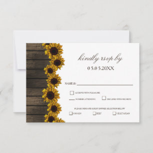 Rustic Land Solblommor Barn Wood Bröllop OSA Kort
