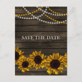 Rustic Land Solblommor Barn Wood Spara datumet Meddelande Vykort