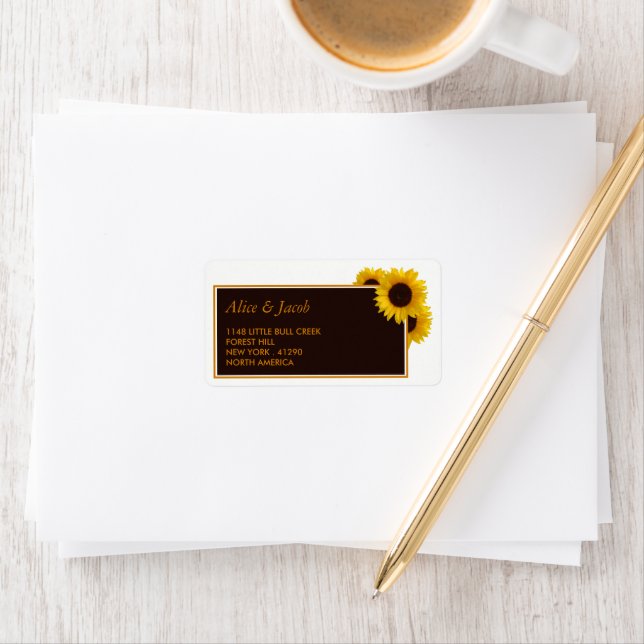 Rustic Land Solblommor - Blommigt Bröllop Adressetikett (Insitu)