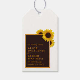Rustic Land Solblommor - Blommigt Bröllop Presentetikett