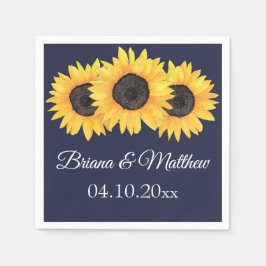 Rustic Land Solblommor Blue Cocktail Napkin Pappersservett