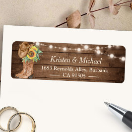 Rustic Land Solblommor Boots String Ljus Returadress Etikett