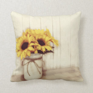 Rustic Land Solblommor Mason Burk Dekorativ kudde