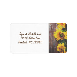 Rustic Land Solblommor på Barn Wood Adress Adressetikett