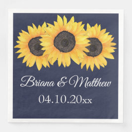 Rustic Land Solblommor på blå middagsljon Napkin Pappersservett