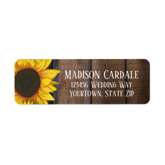 Rustic Land solblommor Personlig Bröllop Returadress Etikett