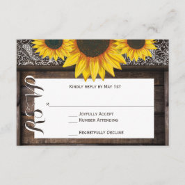 Rustic Land Solblommor Wood Bröllop OSA Card Kort