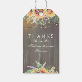 Rustic Land Solblommor Wood String Ljus Presentetikett