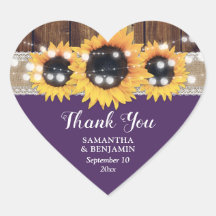 Rustic Land Solros Lila Wedding Stickers