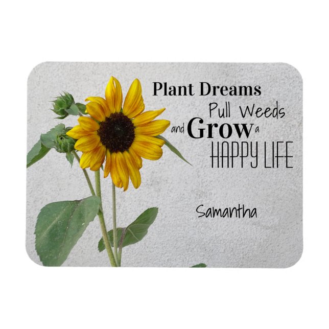 Rustic Land Solros / Plant Dreams Lycklig Life Magnet (Horisontell)