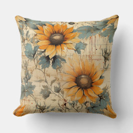 Rustic Land Solros Shabby chic Flower Blommigt Kudde
