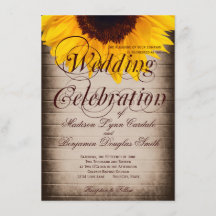 Rustic Land Solrosbröllop - inbjudningar