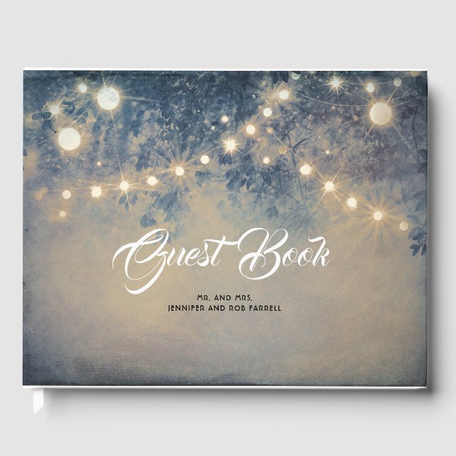 Rustic Land String Ljus Bröllop Gästböcker (Framsida)