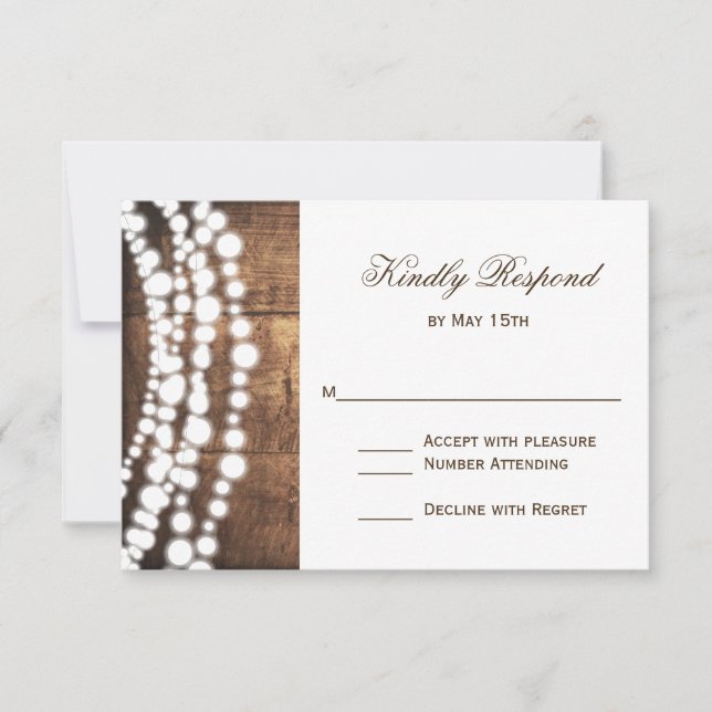Rustic Land String Ljus Bröllop OSA Cards (Framsida)