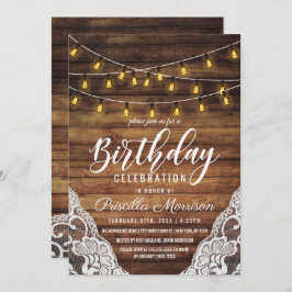 Rustic Land String Ljus Wood Snöre Birthday Inbjudningar