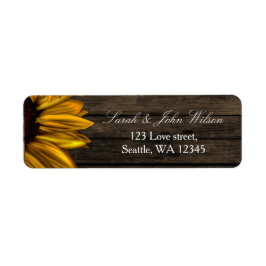Rustic Land Sunblommblommor Barn Wood-adressetiket Returadress Etikett